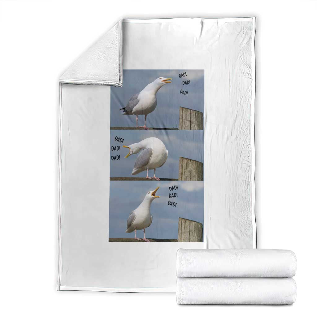Funny Seagull Papa Throw Blanket Fathers Day Gift Ocean Life Dad Graphic TS12 White Print Your Wear