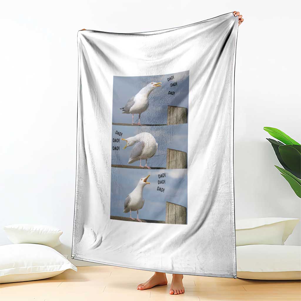 Funny Seagull Papa Throw Blanket Fathers Day Gift Ocean Life Dad Graphic TS12 Print Your Wear