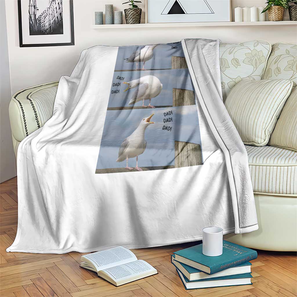 Funny Seagull Papa Throw Blanket Fathers Day Gift Ocean Life Dad Graphic TS12 Print Your Wear