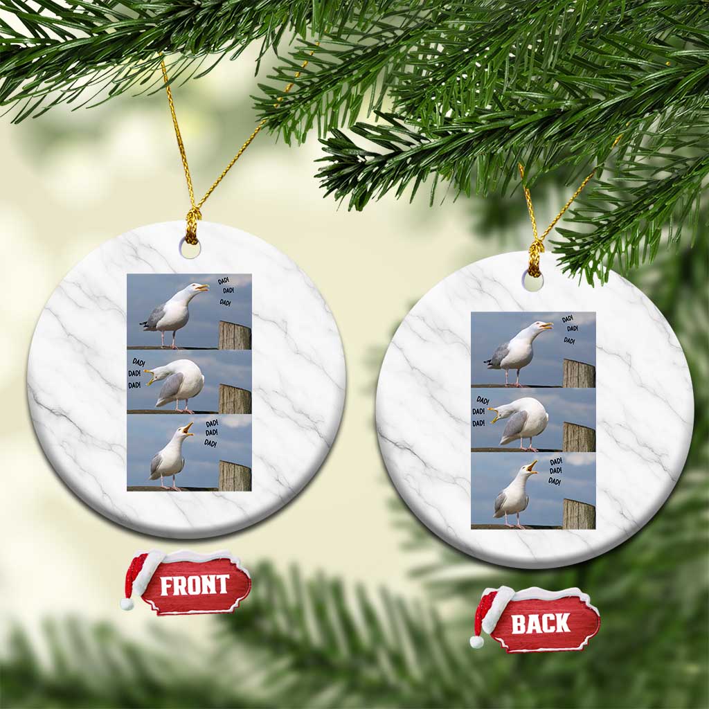 Funny Seagull Papa Ceramic Ornament Fathers Day Gift Ocean Life Dad Graphic TS12 1pc White Marble Print Your Wear