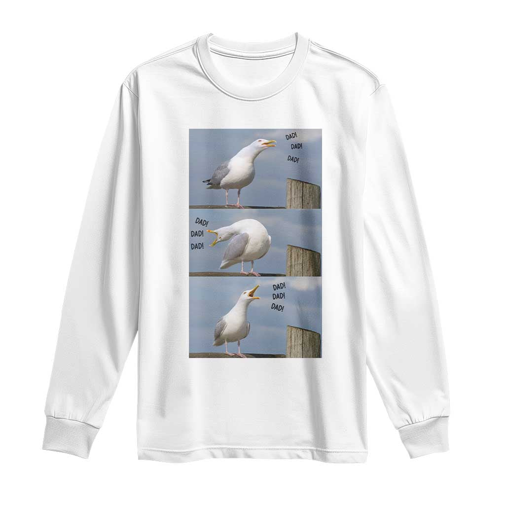 Funny Seagull Papa Long Sleeve Shirt Fathers Day Gift Ocean Life Dad Graphic TS12 White Print Your Wear