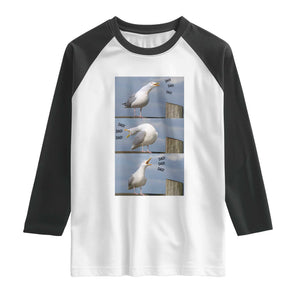 Funny Seagull Papa Raglan Shirt Fathers Day Gift Ocean Life Dad Graphic TS12 White Black Print Your Wear