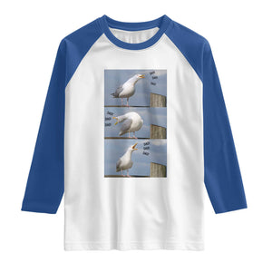 Funny Seagull Papa Raglan Shirt Fathers Day Gift Ocean Life Dad Graphic TS12 White Royal Print Your Wear