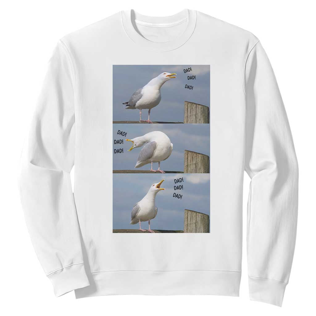 Funny Seagull Papa Sweatshirt Fathers Day Gift Ocean Life Dad Graphic TS12 White Print Your Wear