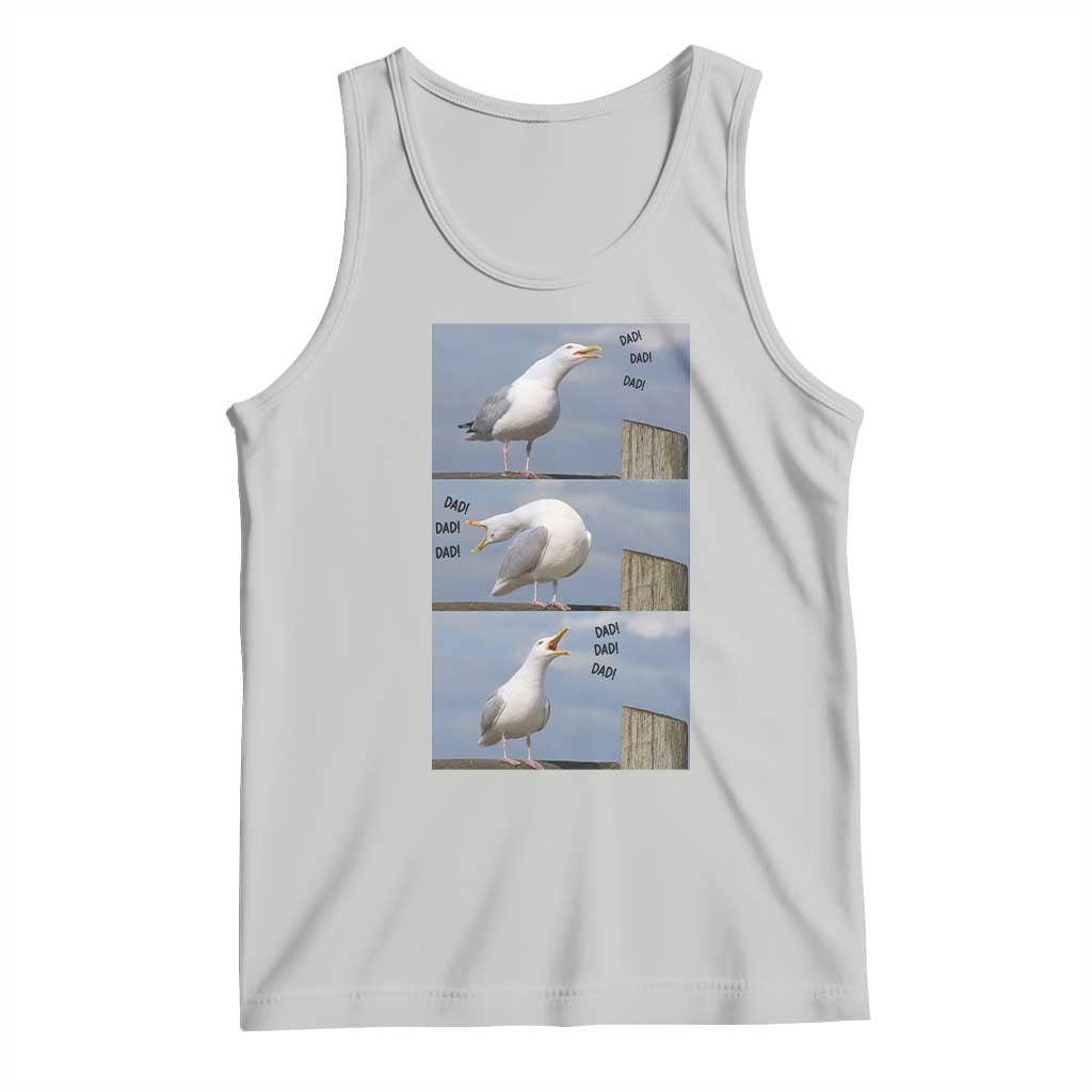 Funny Seagull Papa Tank Top Fathers Day Gift Ocean Life Dad Graphic TS12 Ash Print Your Wear