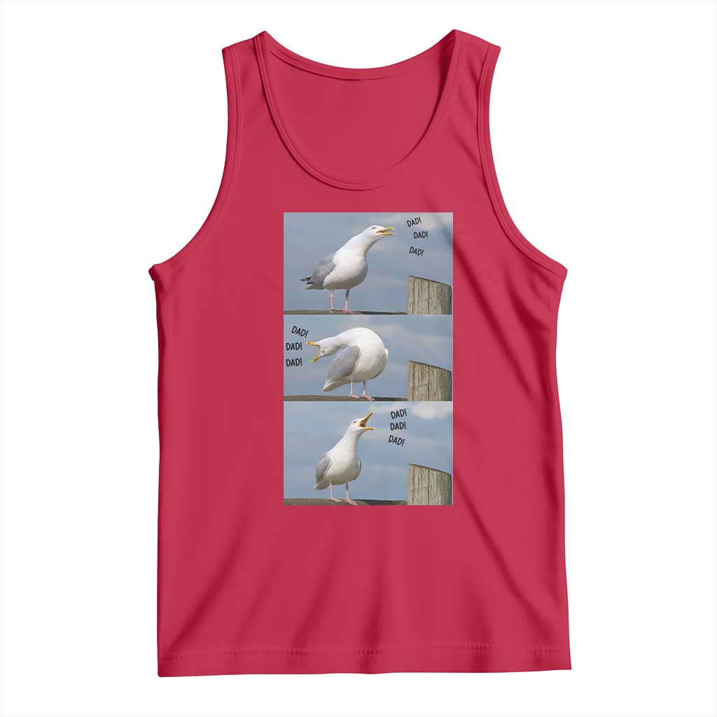 Funny Seagull Papa Tank Top Fathers Day Gift Ocean Life Dad Graphic TS12 Red Print Your Wear