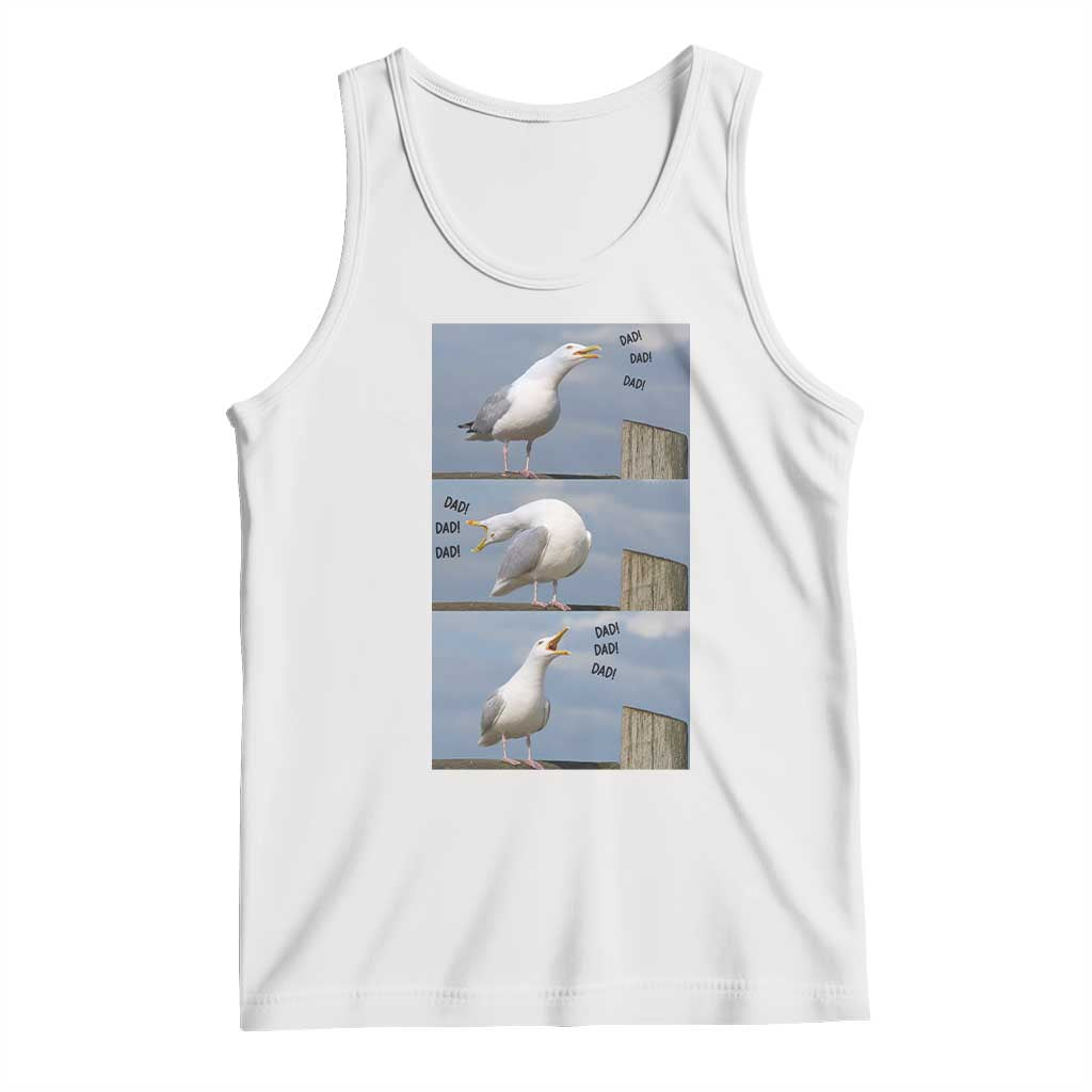 Funny Seagull Papa Tank Top Fathers Day Gift Ocean Life Dad Graphic TS12 White Print Your Wear