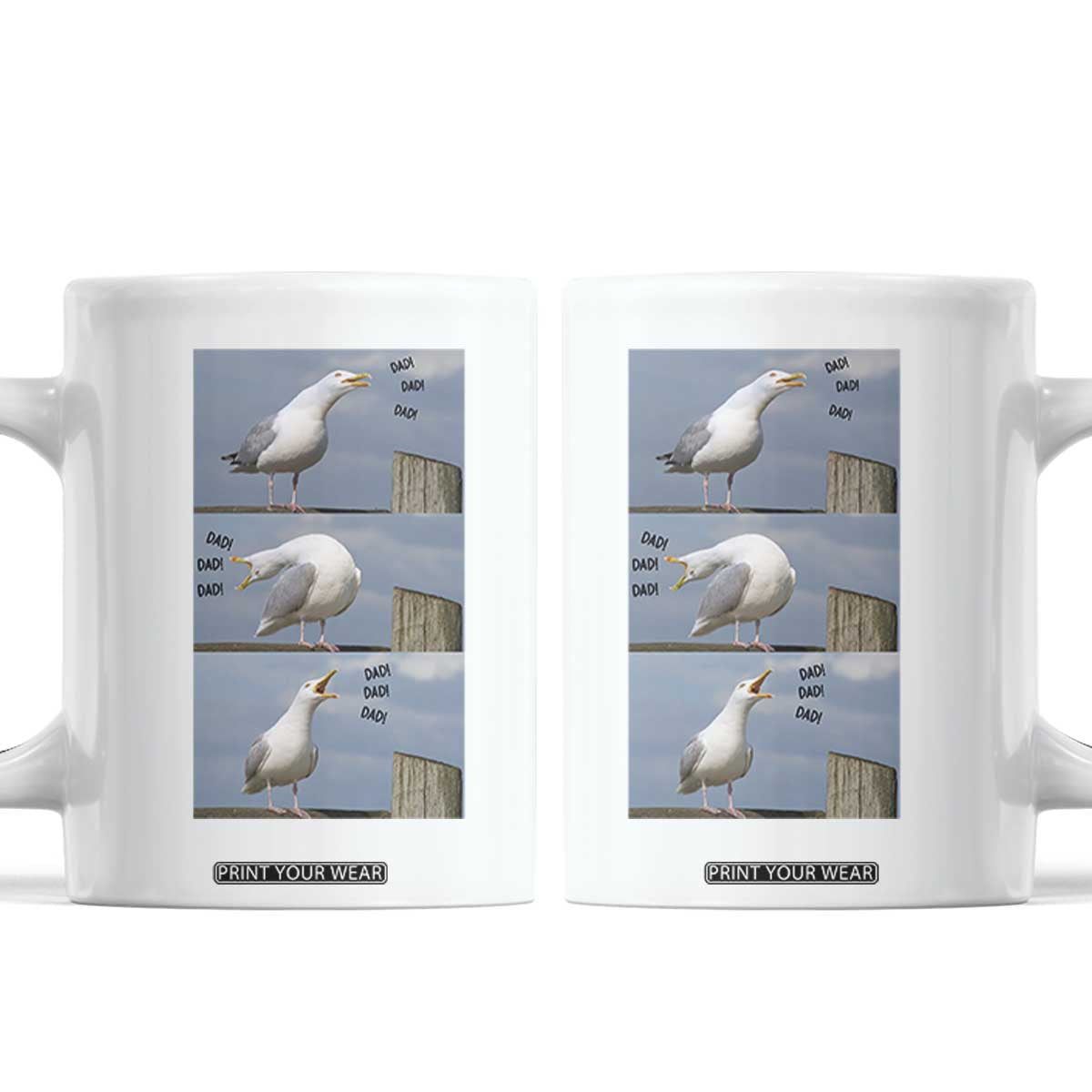 Funny Seagull Papa Coffee Mug Fathers Day Gift Ocean Life Dad Graphic TS12 White Print Your Wear