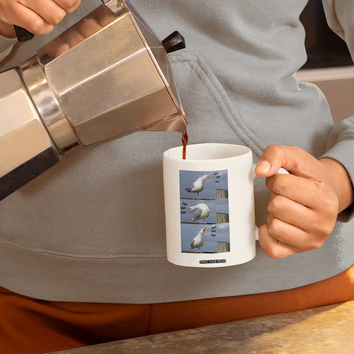 Funny Seagull Papa Coffee Mug Fathers Day Gift Ocean Life Dad Graphic TS12 Print Your Wear