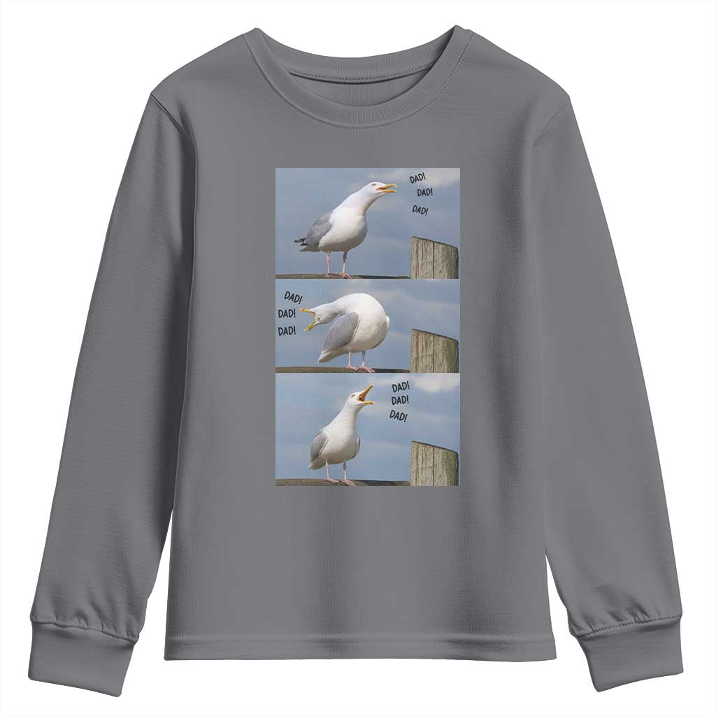 Funny Seagull Papa Youth Sweatshirt Fathers Day Gift Ocean Life Dad Graphic TS12 Charcoal Print Your Wear