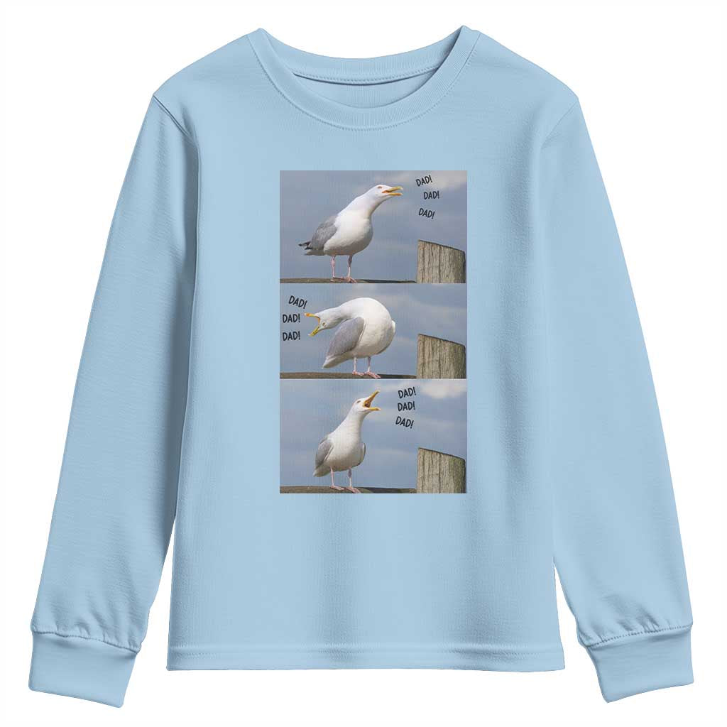 Funny Seagull Papa Youth Sweatshirt Fathers Day Gift Ocean Life Dad Graphic TS12 Light Blue Print Your Wear