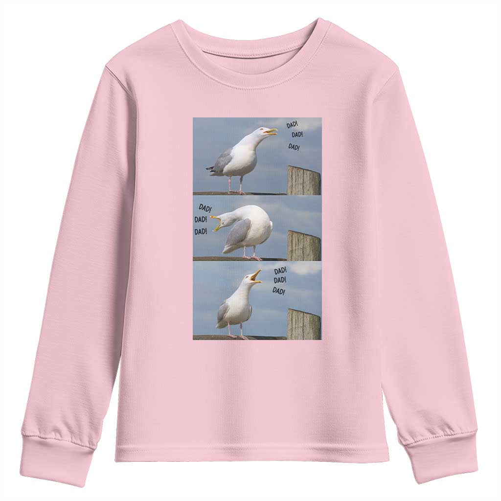 Funny Seagull Papa Youth Sweatshirt Fathers Day Gift Ocean Life Dad Graphic TS12 Light Pink Print Your Wear