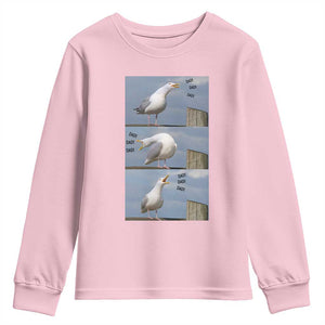 Funny Seagull Papa Youth Sweatshirt Fathers Day Gift Ocean Life Dad Graphic TS12 Light Pink Print Your Wear