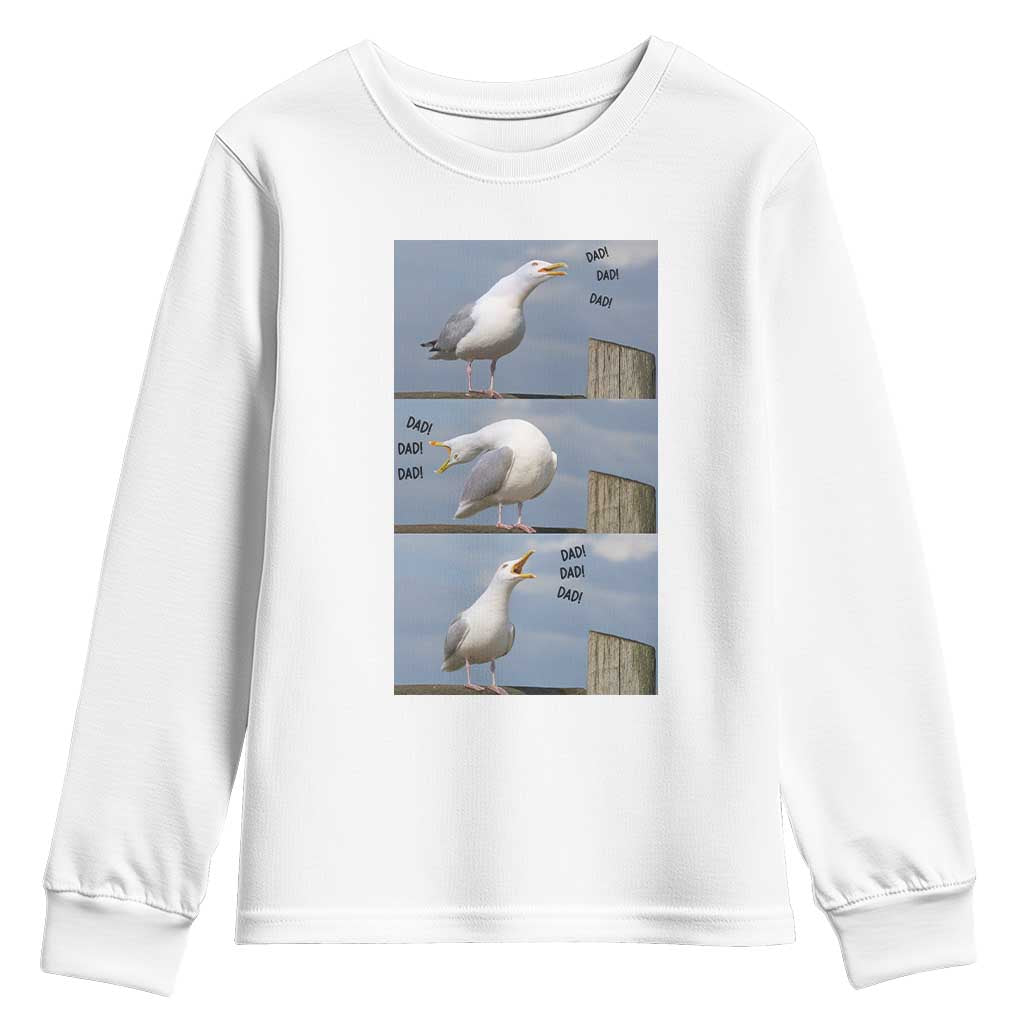 Funny Seagull Papa Youth Sweatshirt Fathers Day Gift Ocean Life Dad Graphic TS12 White Print Your Wear