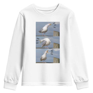 Funny Seagull Papa Youth Sweatshirt Fathers Day Gift Ocean Life Dad Graphic TS12 White Print Your Wear