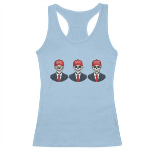 Skeleton See No Crimes Hear No Truth Racerback Tank Top Funny Political Satire TS12 Light Blue Print Your Wear