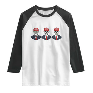 Skeleton See No Crimes Hear No Truth Raglan Shirt Funny Political Satire TS12 White Black Print Your Wear