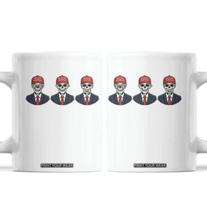 Skeleton See No Crimes Hear No Truth Coffee Mug Funny Political Satire TS12 White Print Your Wear