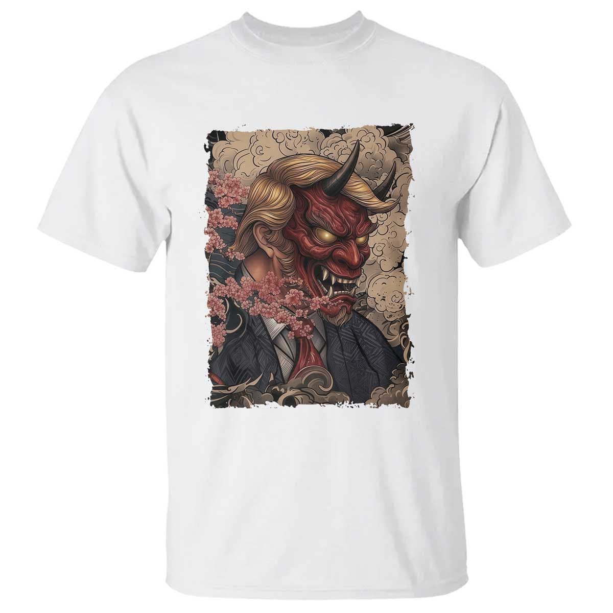 American Leader Oni Mask Japanese Ukiyoe T Shirt Political Parody Graphic TS12 White Print Your Wear