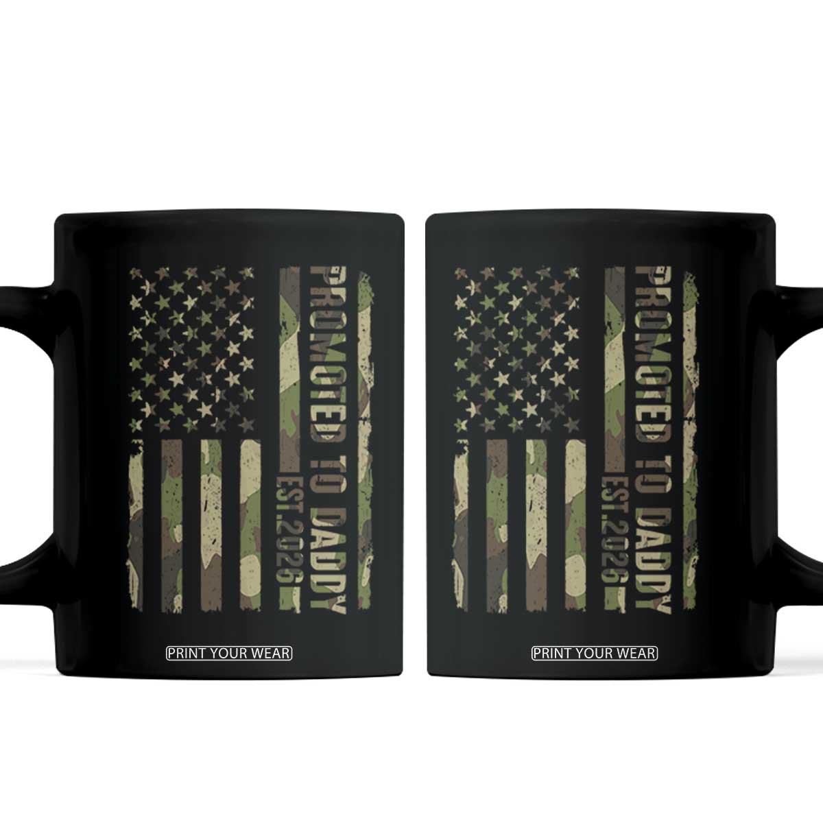 Camouflage Patriotic Dad 2026 Coffee Mug USA Flag New Father Announcement TS12 Black Print Your Wear