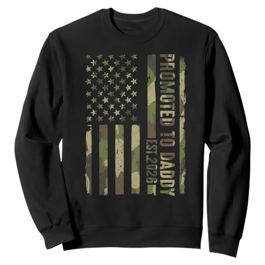 Camouflage Patriotic Dad 2026 Sweatshirt USA Flag New Father Announcement TS12 Black Print Your Wear