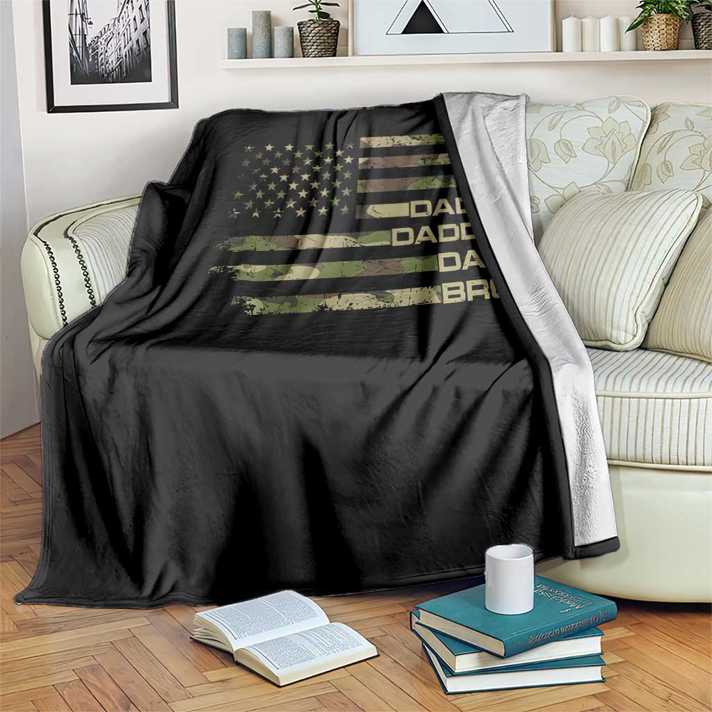 Dada Daddy Dad Bro Camo American Flag Throw Blanket Patriotic Fathers Day Gift TS12 Print Your Wear