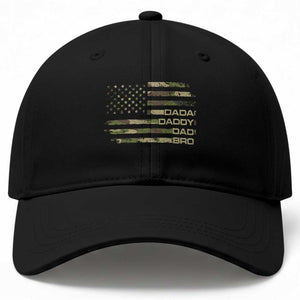 Dada Daddy Dad Bro Camo American Flag Baseball Cap Patriotic Fathers Day Gift TS12 Print Your Wear