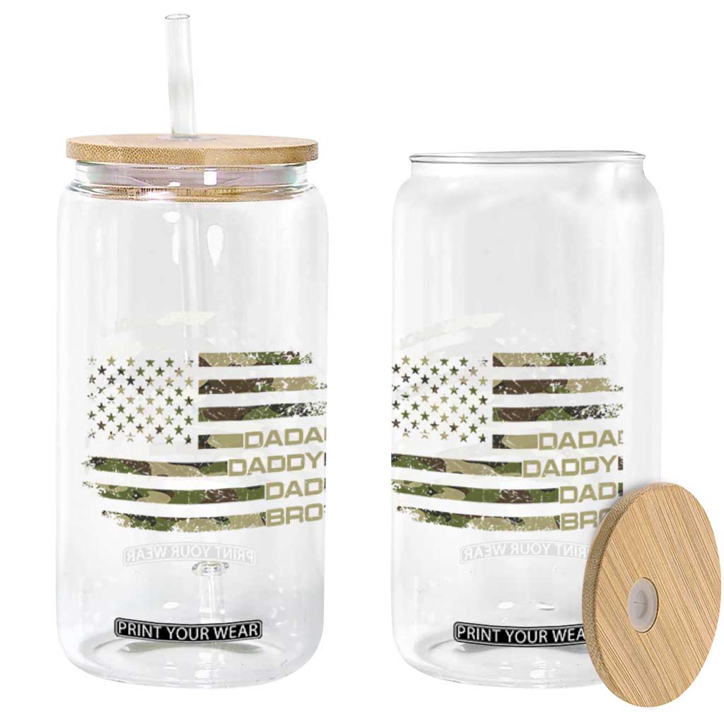 Dada Daddy Dad Bro Camo American Flag Glass Can Patriotic Fathers Day Gift TS12 Print Your Wear