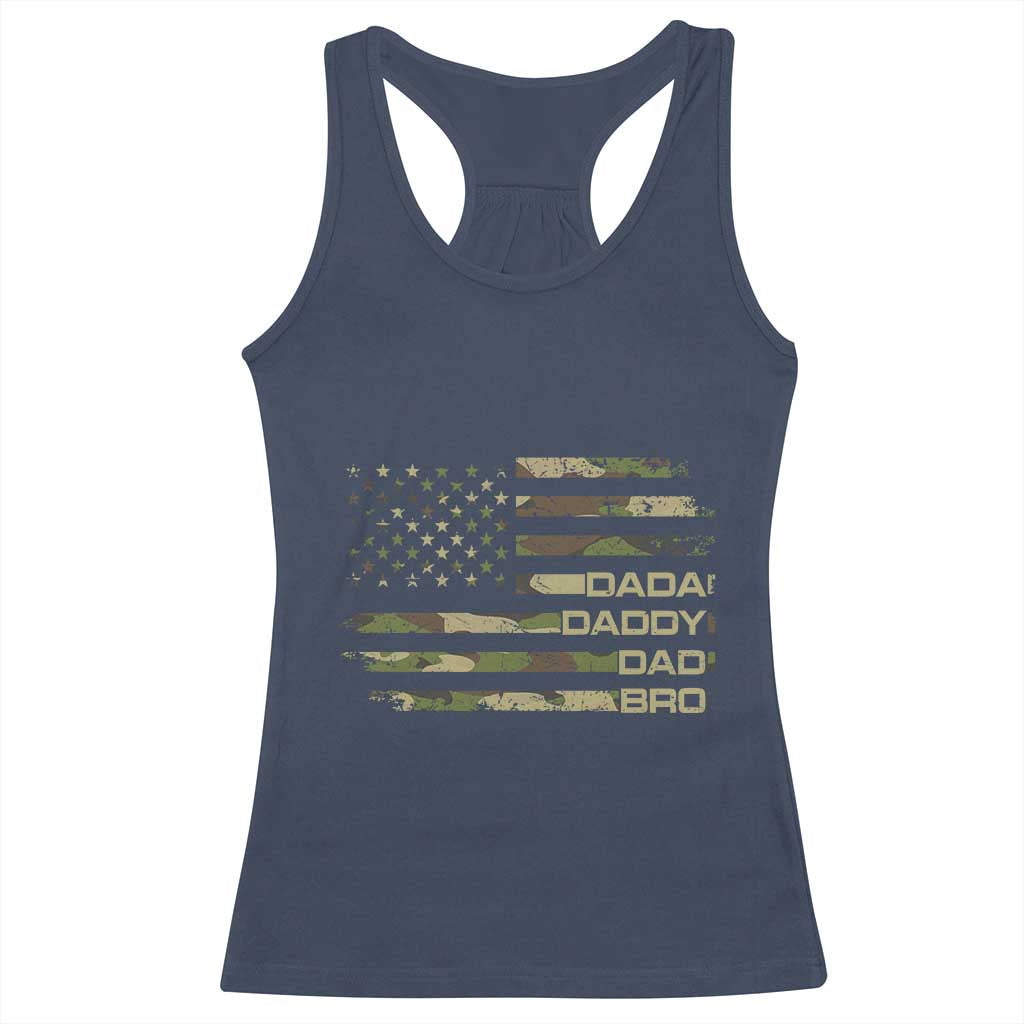 Dada Daddy Dad Bro Camo American Flag Racerback Tank Top Patriotic Fathers Day Gift TS12 Navy Print Your Wear