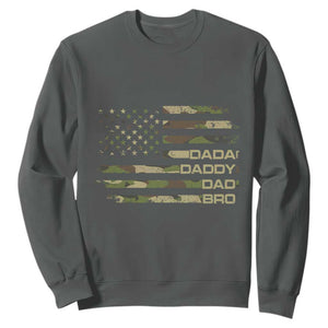 Dada Daddy Dad Bro Camo American Flag Sweatshirt Patriotic Fathers Day Gift TS12 Dark Heather Print Your Wear