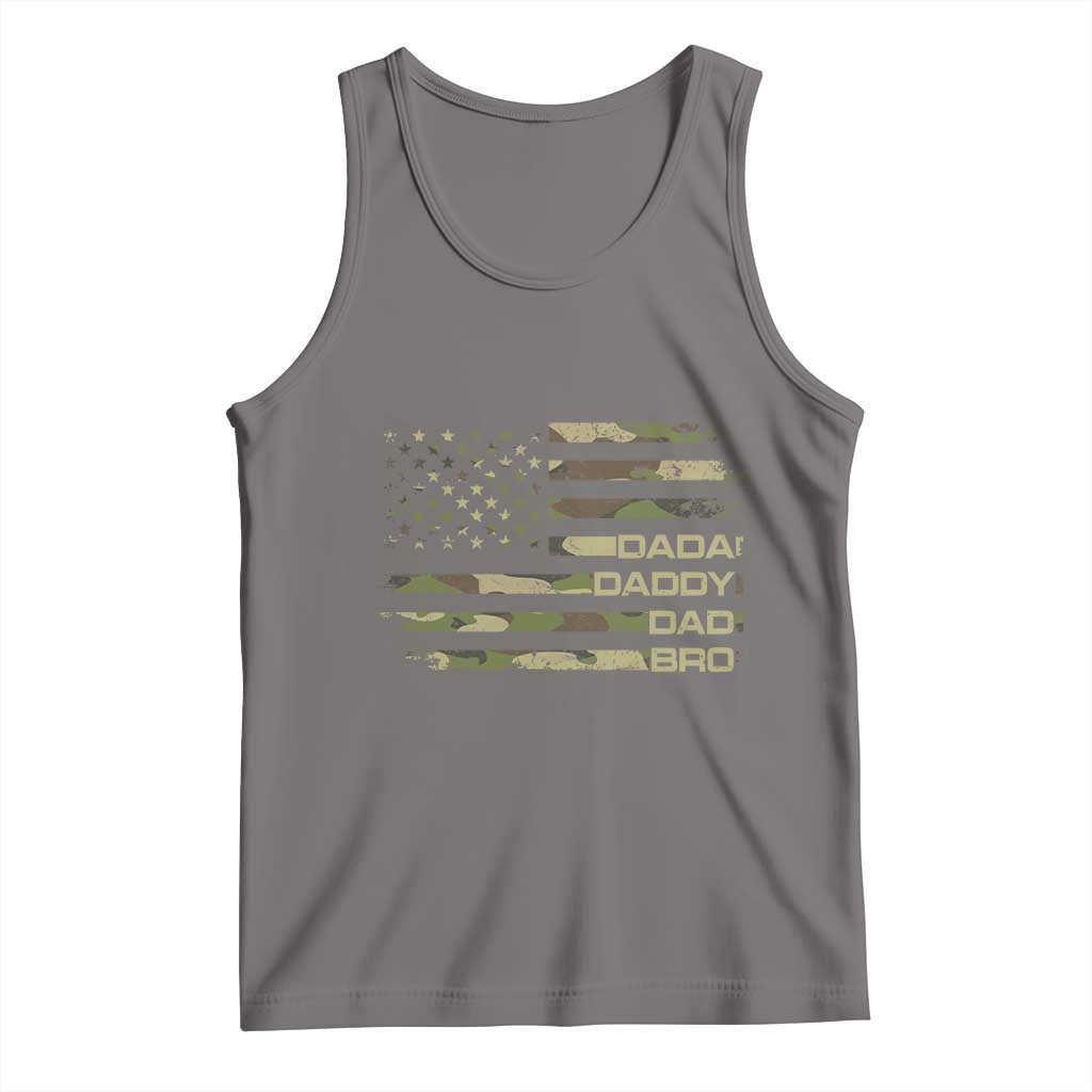 Dada Daddy Dad Bro Camo American Flag Tank Top Patriotic Fathers Day Gift TS12 Deep Heather Print Your Wear
