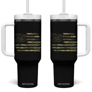 Dada Daddy Dad Bro Camo American Flag Tumbler With Handle Patriotic Fathers Day Gift TS12 One Size: 40 oz Black Print Your Wear