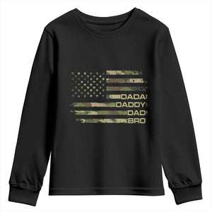 Dada Daddy Dad Bro Camo American Flag Youth Sweatshirt Patriotic Fathers Day Gift TS12 Black Print Your Wear