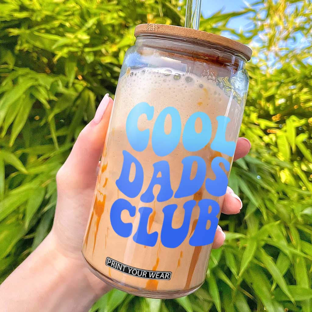 Cool Dads Club Blue Typography Glass Can Fathers Day Gift TS12 Black Print Your Wear
