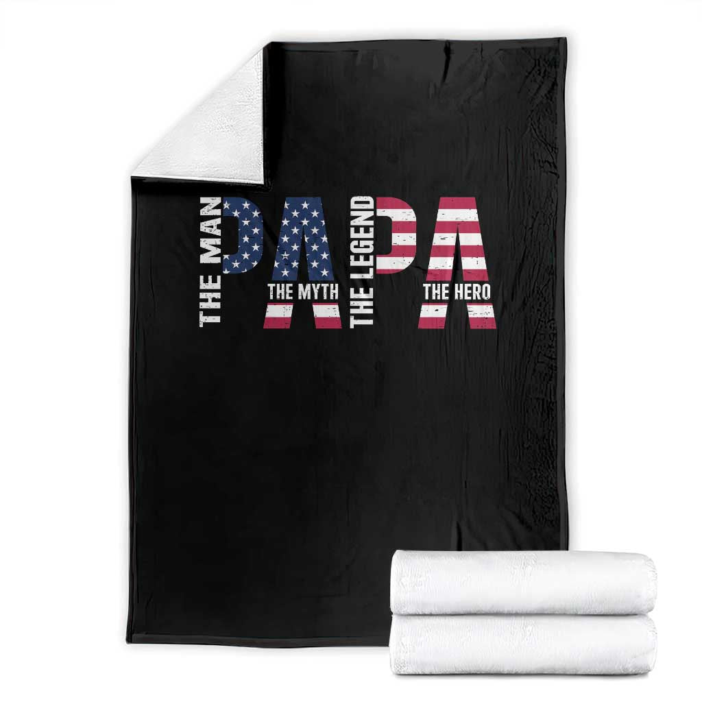Vintage American Flag Papa The Man The Myth The Legend Throw Blanket Fathers Day Gift TS12 Black Print Your Wear