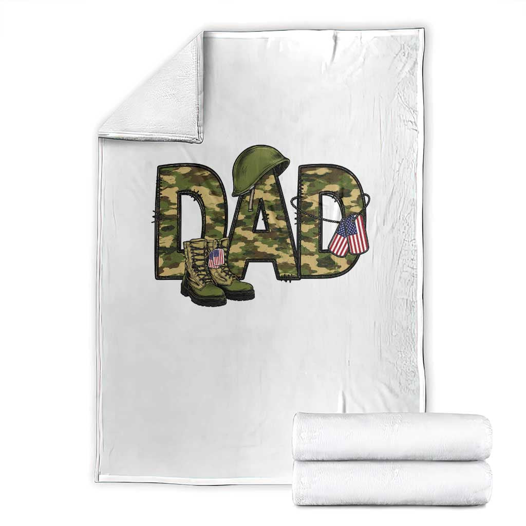 Proud Army Dad USA Flag Camo Throw Blanket Fathers Day Gift TS12 White Print Your Wear