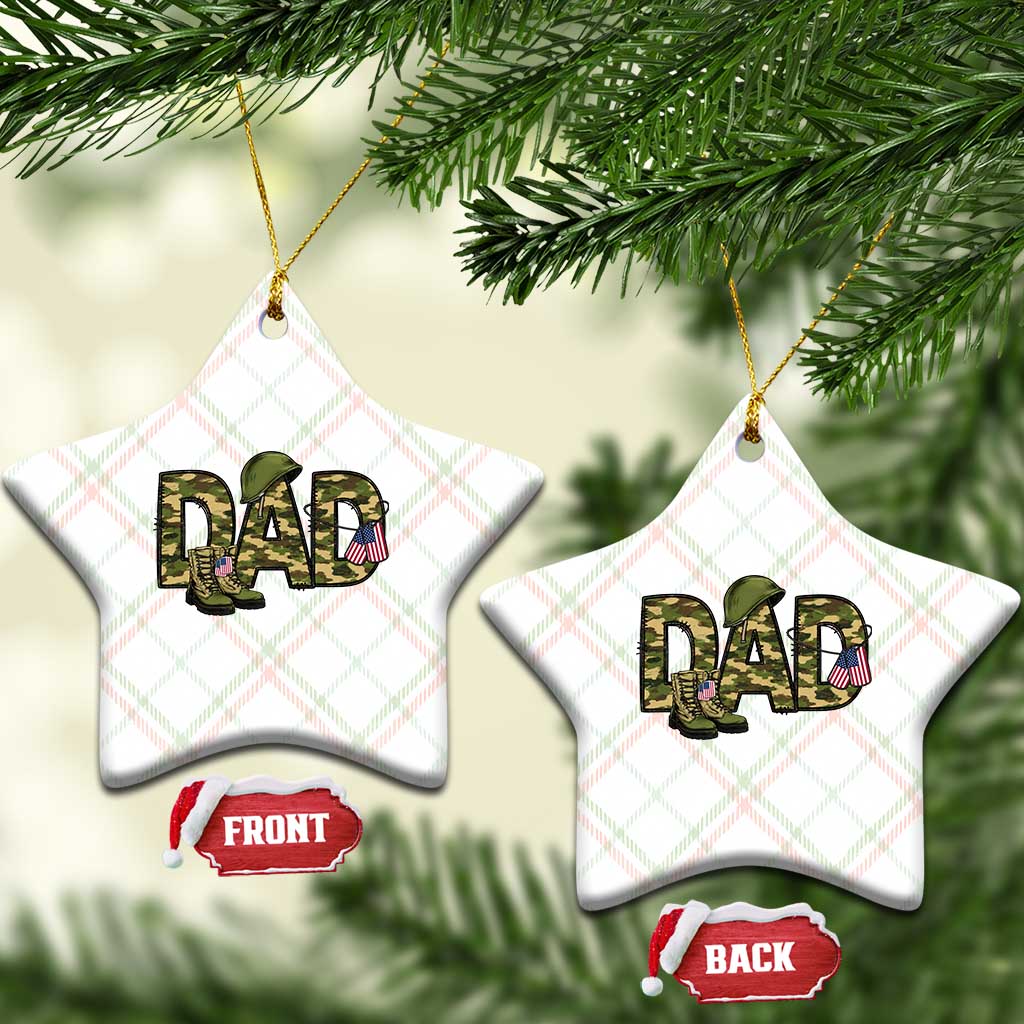 Proud Army Dad USA Flag Camo Ceramic Ornament Fathers Day Gift TS12 Print Your Wear