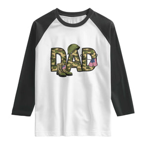 Proud Army Dad USA Flag Camo Raglan Shirt Fathers Day Gift TS12 White Black Print Your Wear