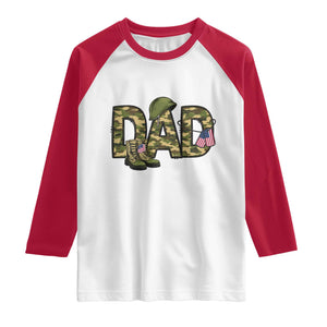 Proud Army Dad USA Flag Camo Raglan Shirt Fathers Day Gift TS12 White Red Print Your Wear