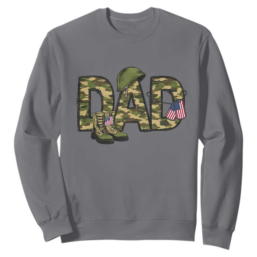 Proud Army Dad USA Flag Camo Sweatshirt Fathers Day Gift TS12 Charcoal Print Your Wear