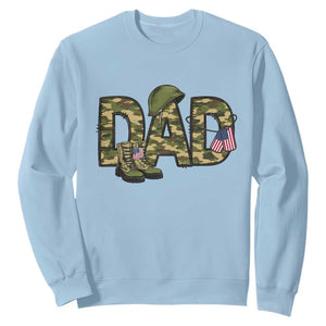 Proud Army Dad USA Flag Camo Sweatshirt Fathers Day Gift TS12 Light Blue Print Your Wear