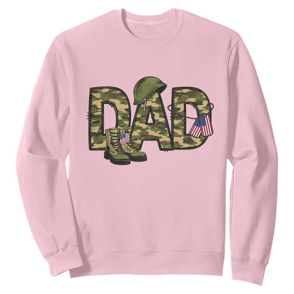 Proud Army Dad USA Flag Camo Sweatshirt Fathers Day Gift TS12 Light Pink Print Your Wear