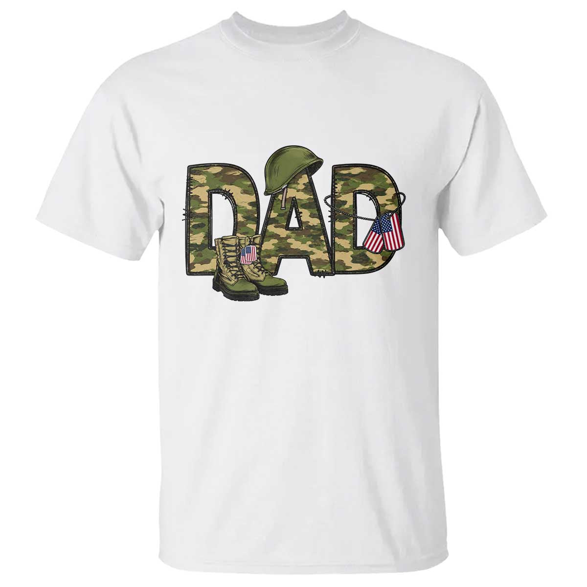 Proud Army Dad USA Flag Camo T Shirt Fathers Day Gift TS12 White Print Your Wear
