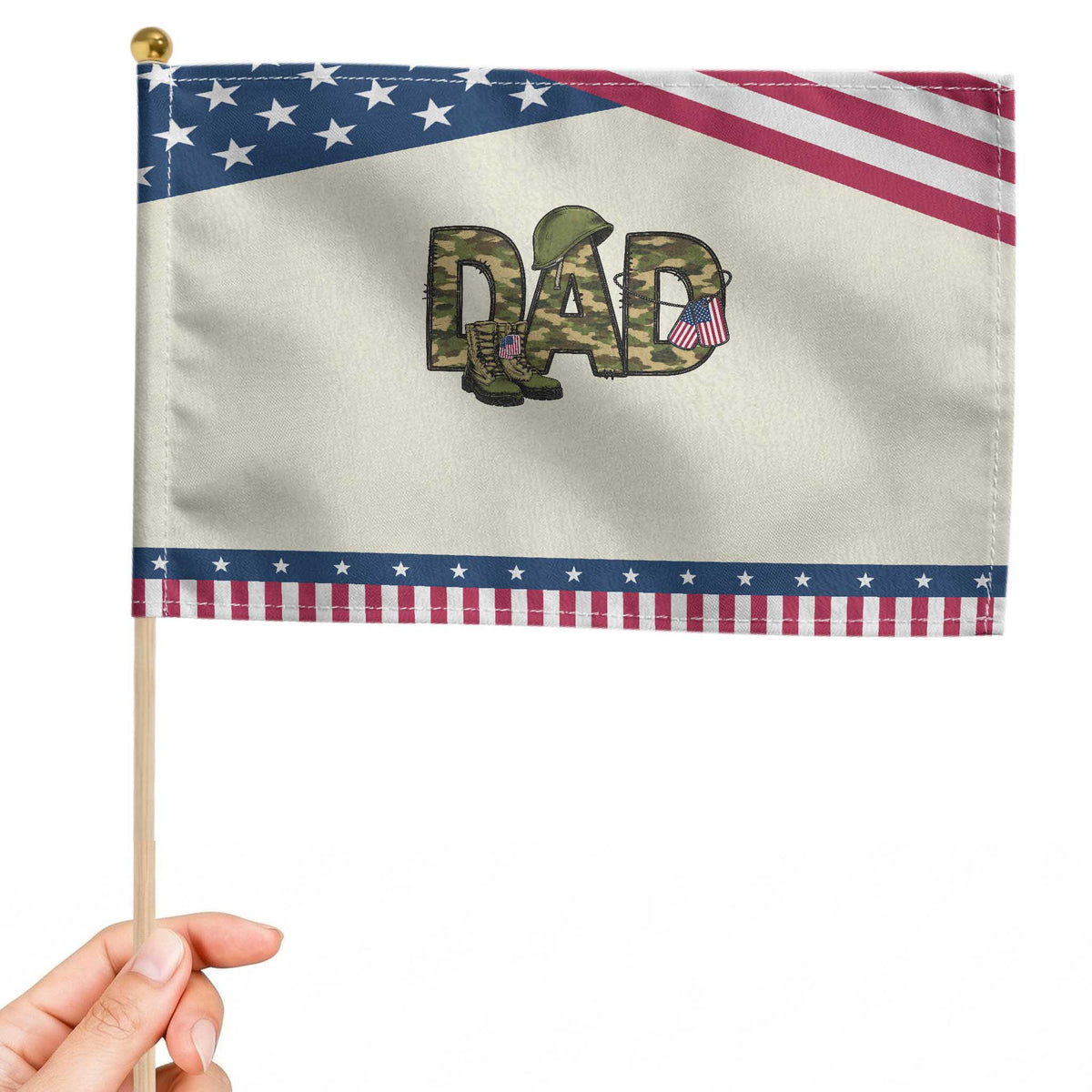 Proud Army Dad USA Flag Camo Patriotic Handheld Flag Fathers Day Gift TS12 Modern 8.2