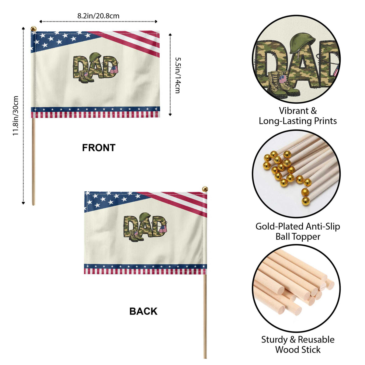 Proud Army Dad USA Flag Camo Patriotic Handheld Flag Fathers Day Gift TS12 Print Your Wear
