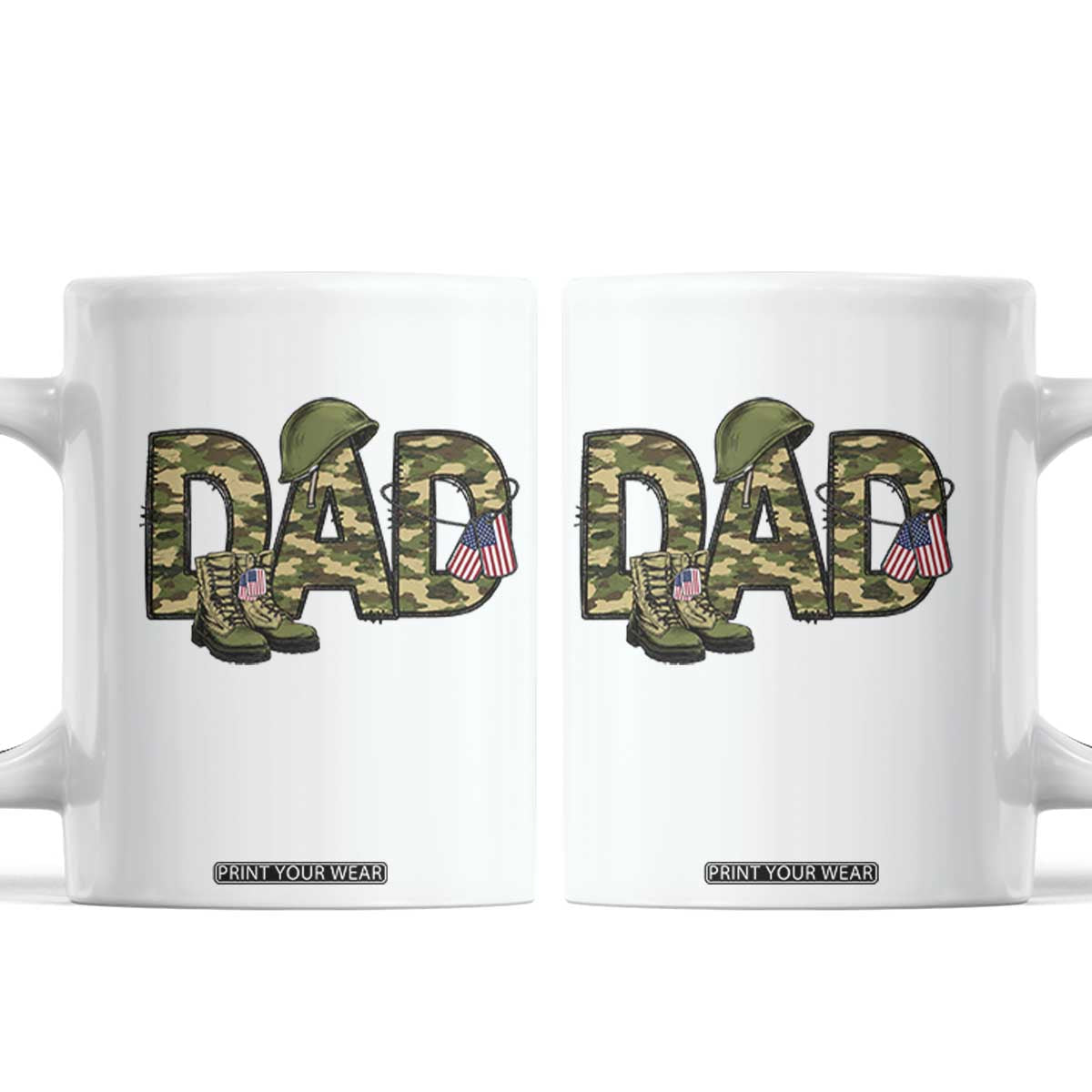 Proud Army Dad USA Flag Camo Coffee Mug Fathers Day Gift TS12 White Print Your Wear