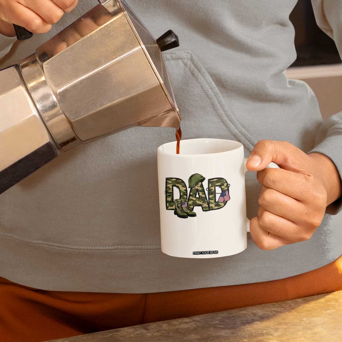 Proud Army Dad USA Flag Camo Coffee Mug Fathers Day Gift TS12 Print Your Wear