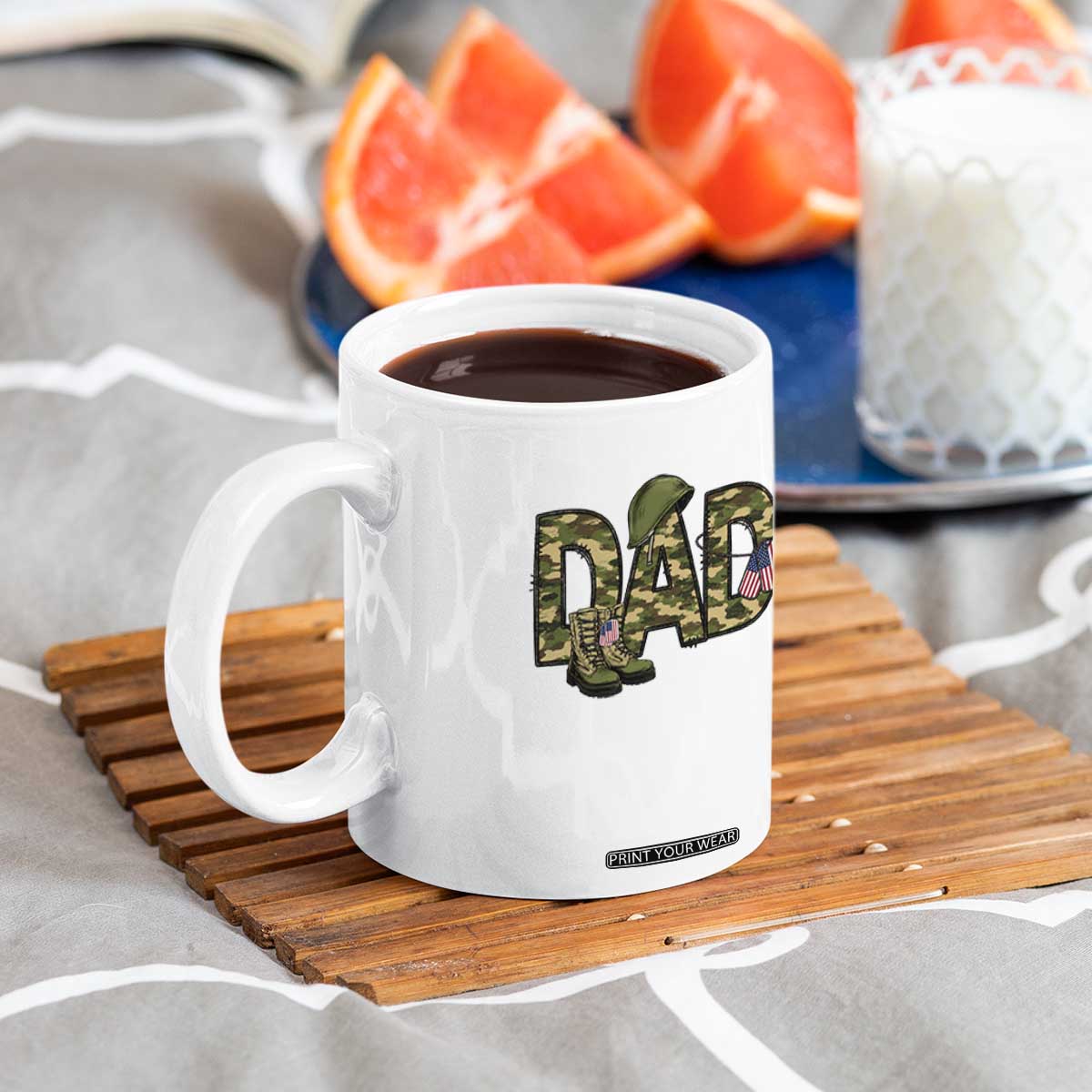 Proud Army Dad USA Flag Camo Coffee Mug Fathers Day Gift TS12 Print Your Wear