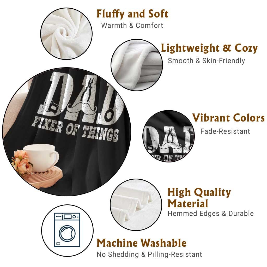 Handyman Dad Fixer Of Everything Throw Blanket Funny Garage Papa TS12 Print Your Wear