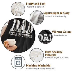 Handyman Dad Fixer Of Everything Throw Blanket Funny Garage Papa TS12 Print Your Wear